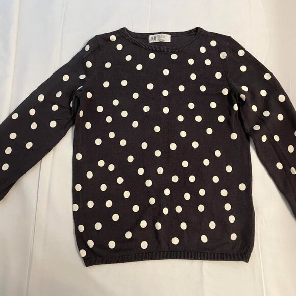 H&M Sweater Dark Gray Polka Dots for Girls Size 6X/7 - Picture 1 of 3